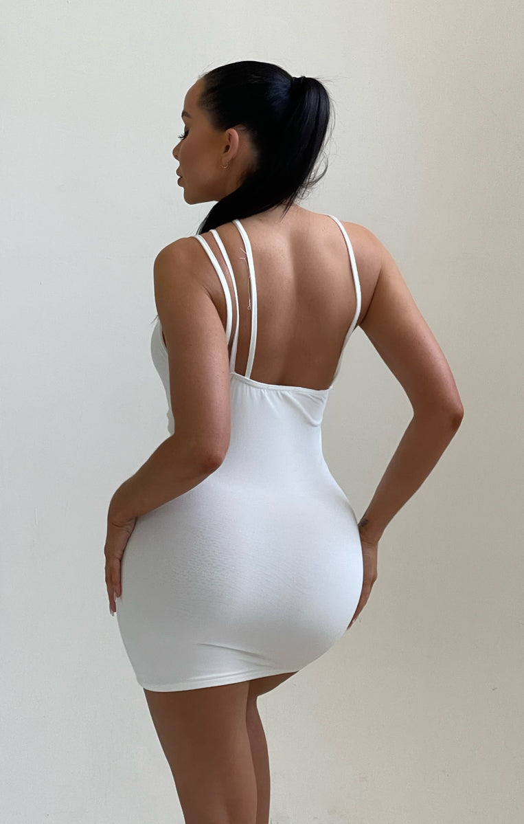 White Strappy Cut Out Bodycon Mini Dress - Ria